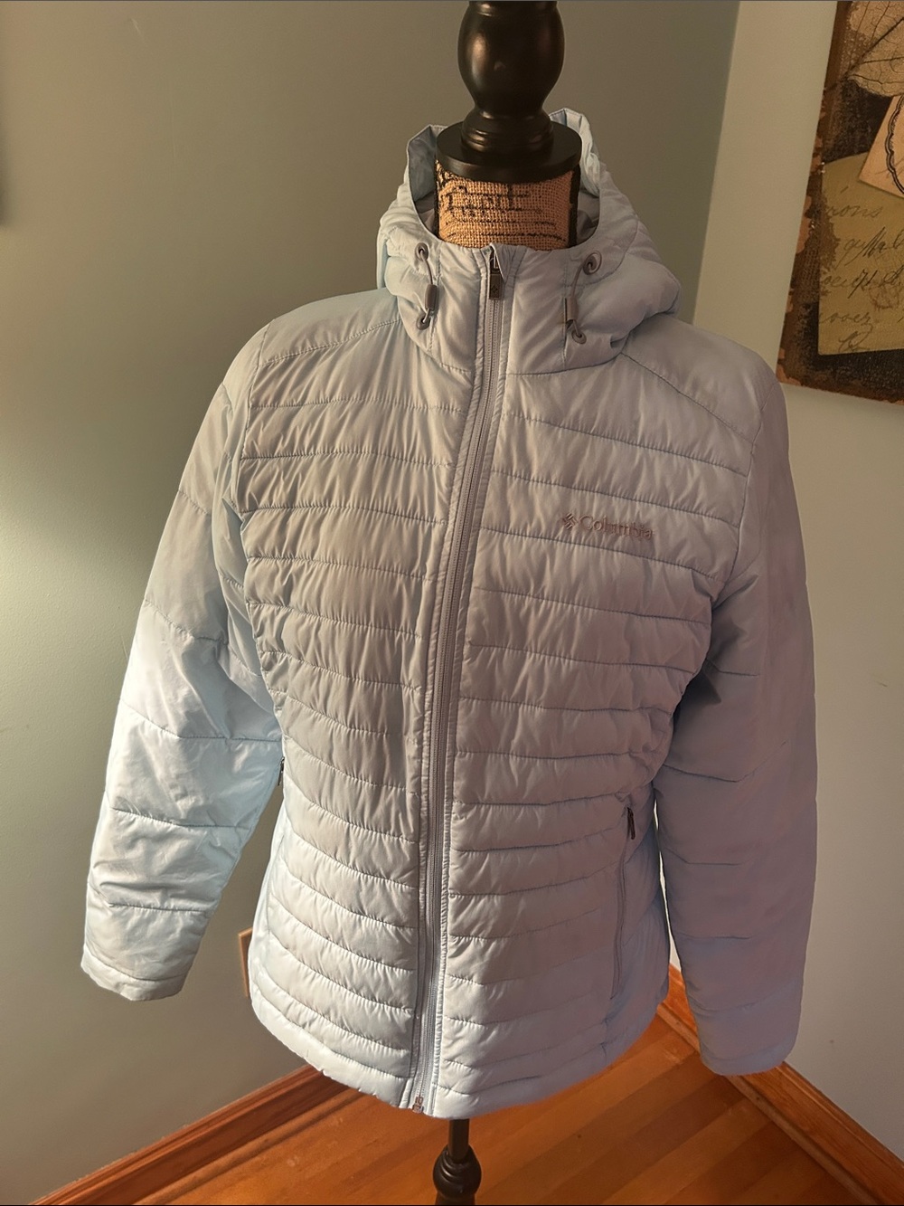 Columbia Pale Blue Hooded Quilted Puffer Jacket